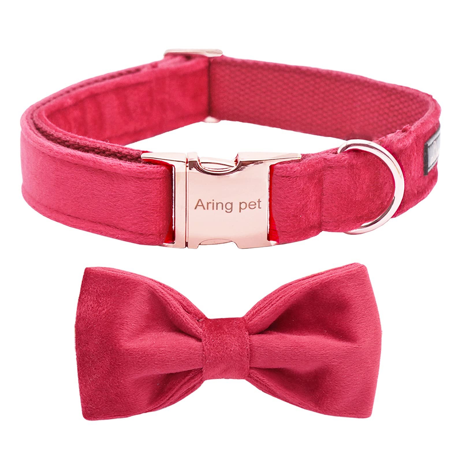ARING PET Red Velvet Dog Collar with Detachable Flowers