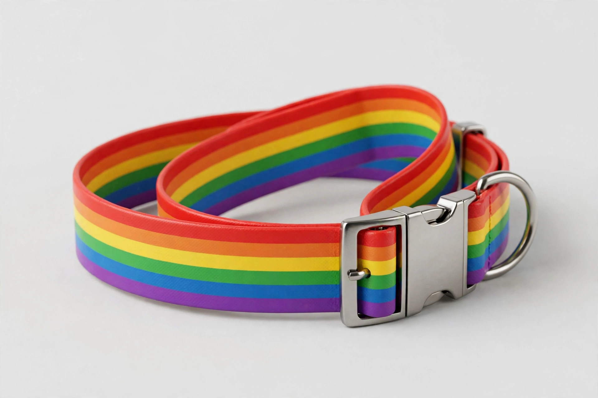 Honey Dog Co rainbow patterned Biothane collar