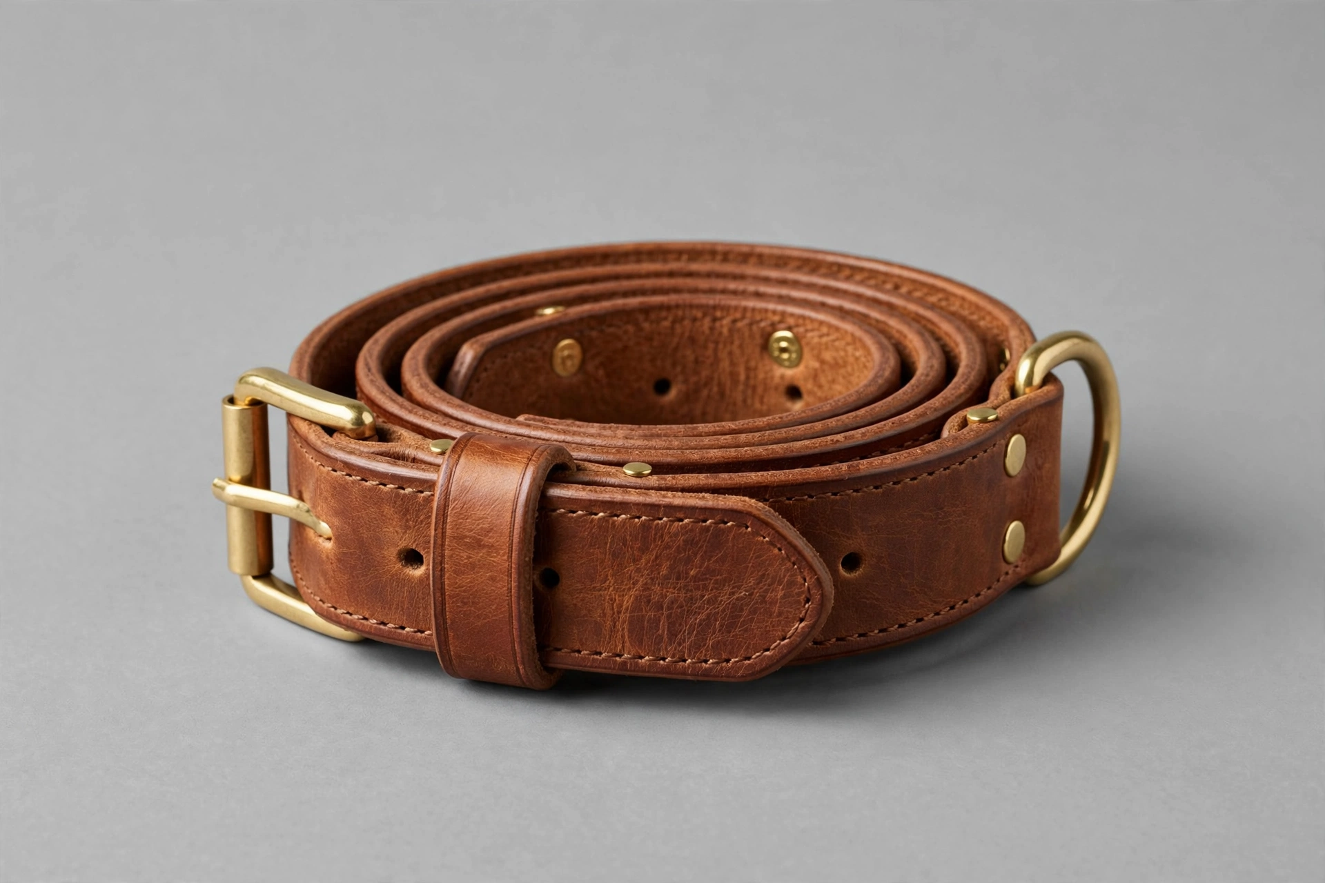Rolled leather dog collar for long-haired Dachshunds, editorial product photo