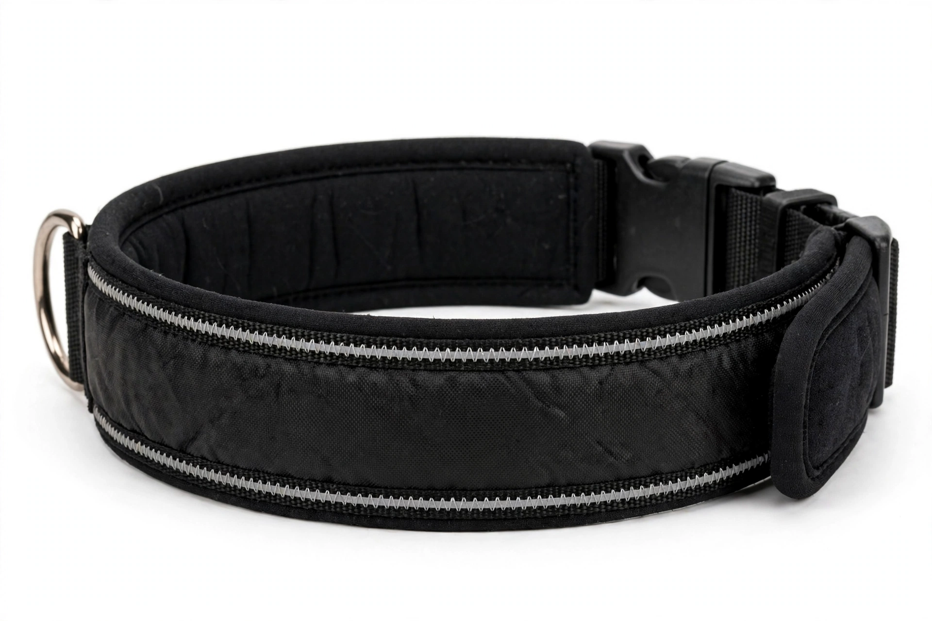 Black Rhino Comfort Collar in XL, black padded dog collar