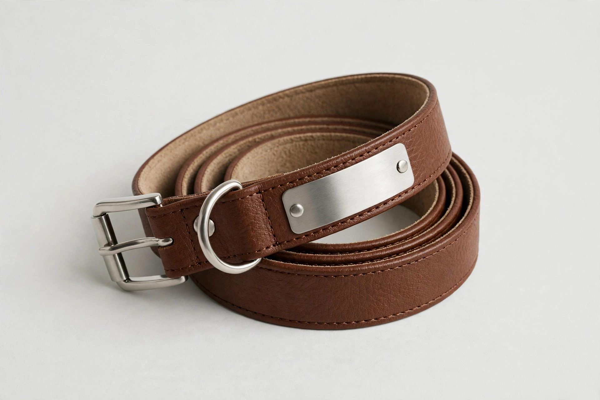 AM PET TAGS Personalized Vegan Leather Nameplate Dog Collar