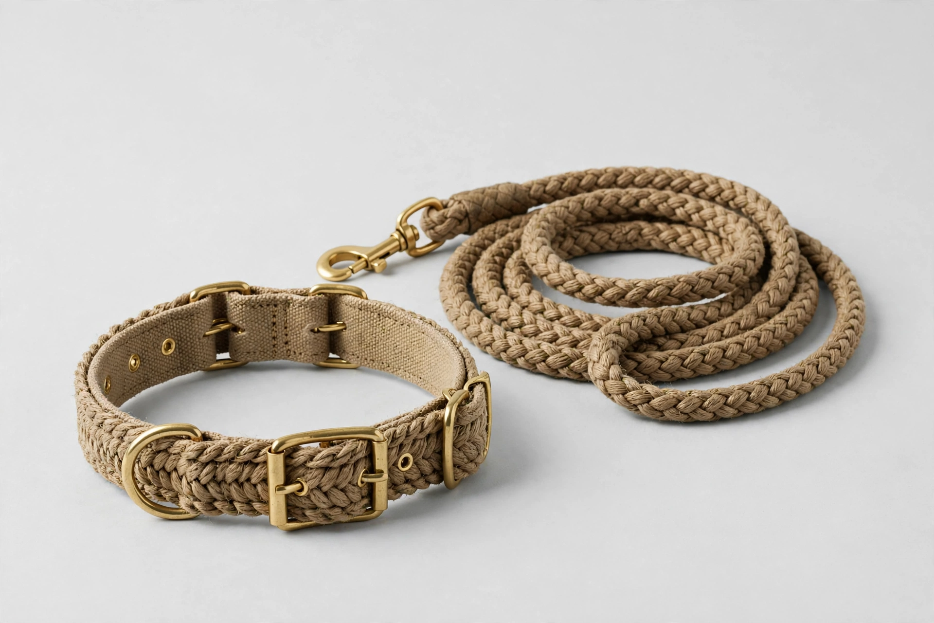 Plutus hemp collar and leash set