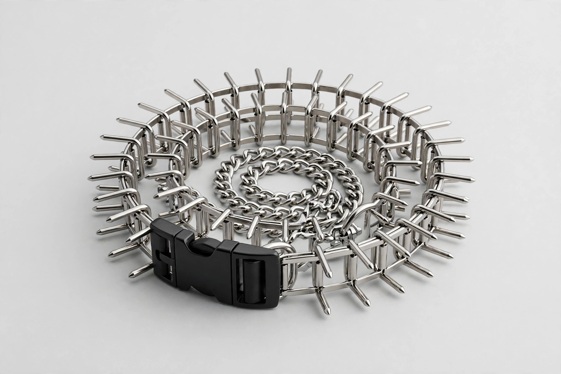 Herm Sprenger chrome prong collar with quick-release buckle