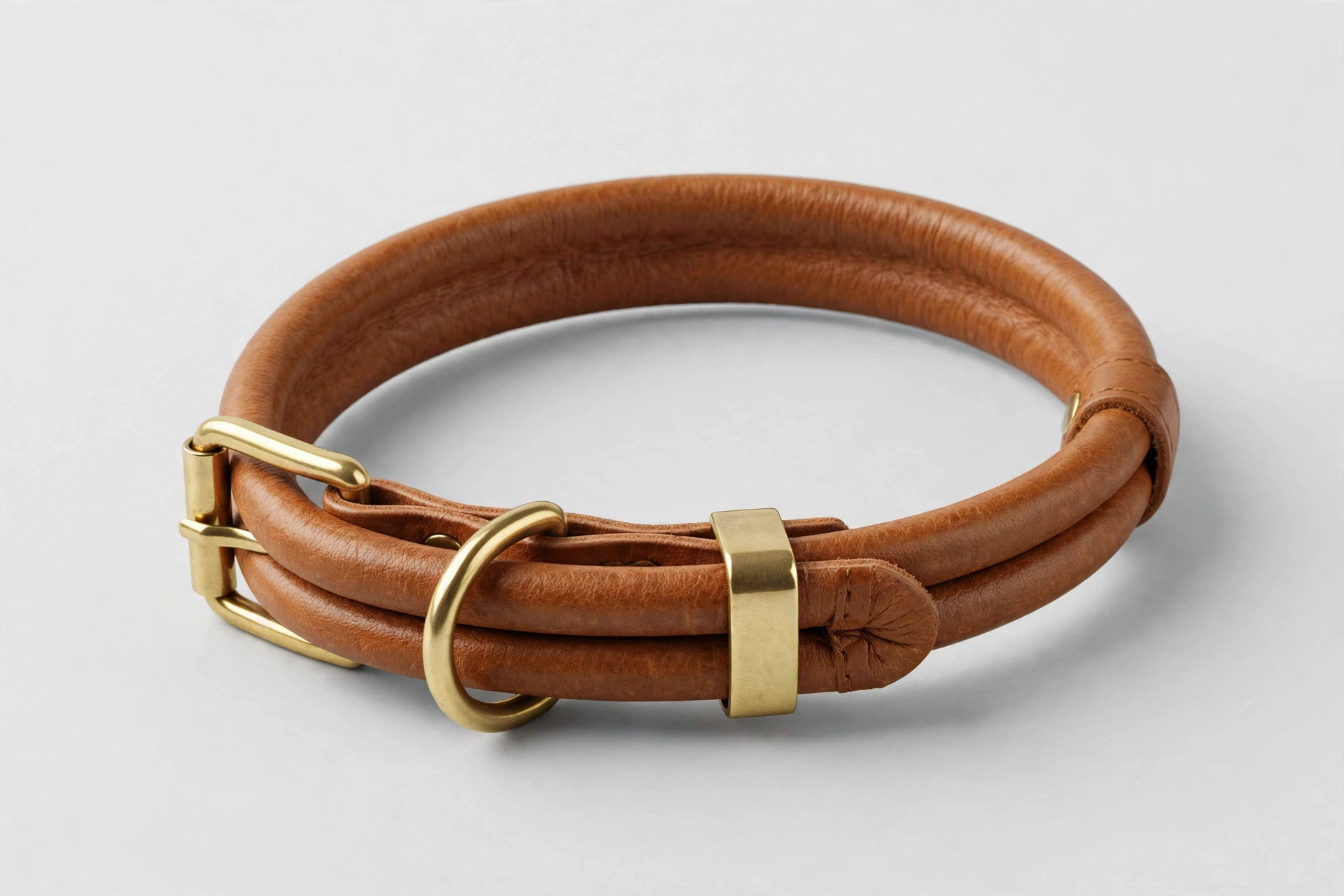 Mendota rolled leather dog collar made in USA