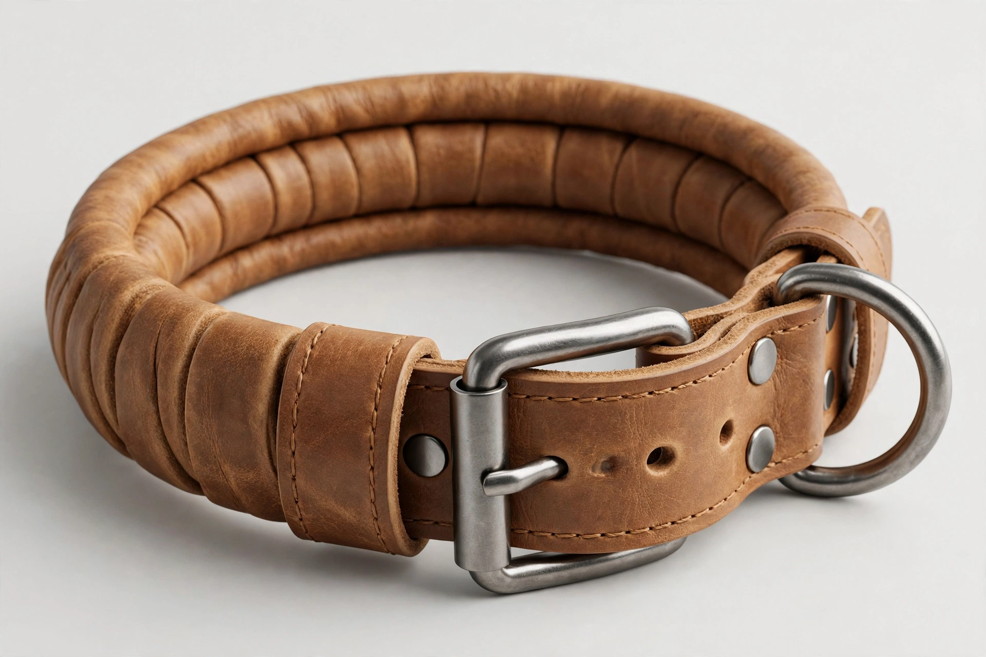 BRONZEDOG extra-large rolled leather dog collar