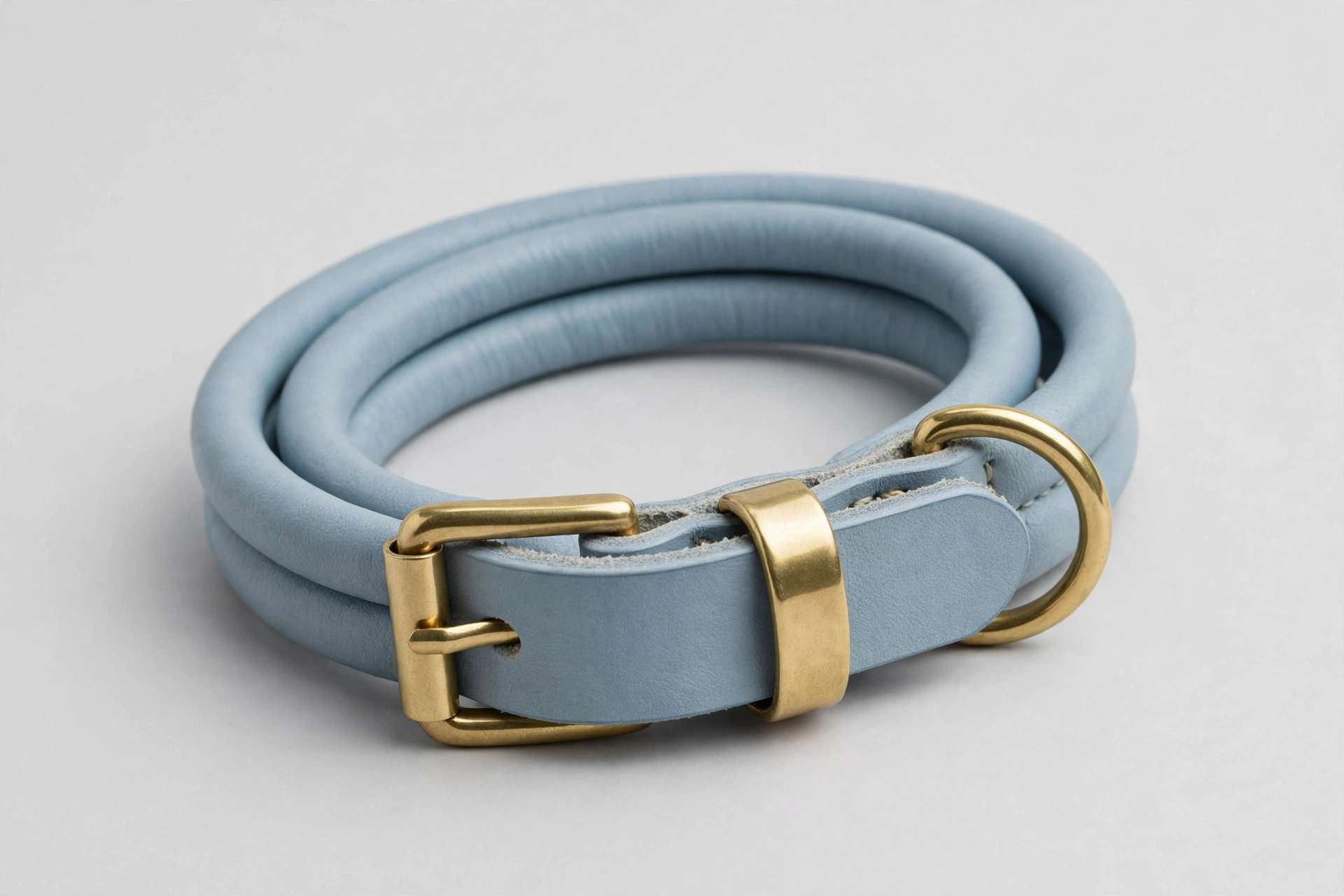 CollarDirect light blue rolled leather dog collar