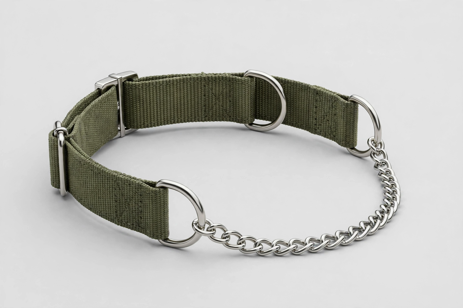 Cymiler nylon and stainless chain martingale collar