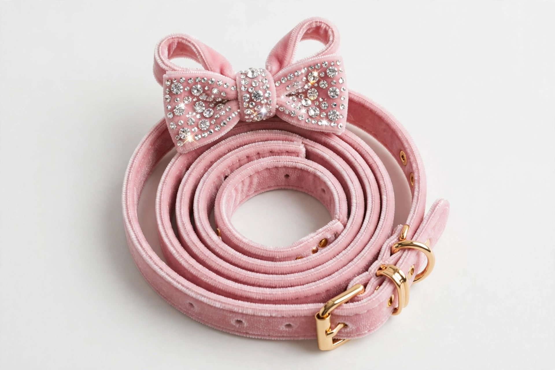 LOVPE crystal bow velvet dog collar