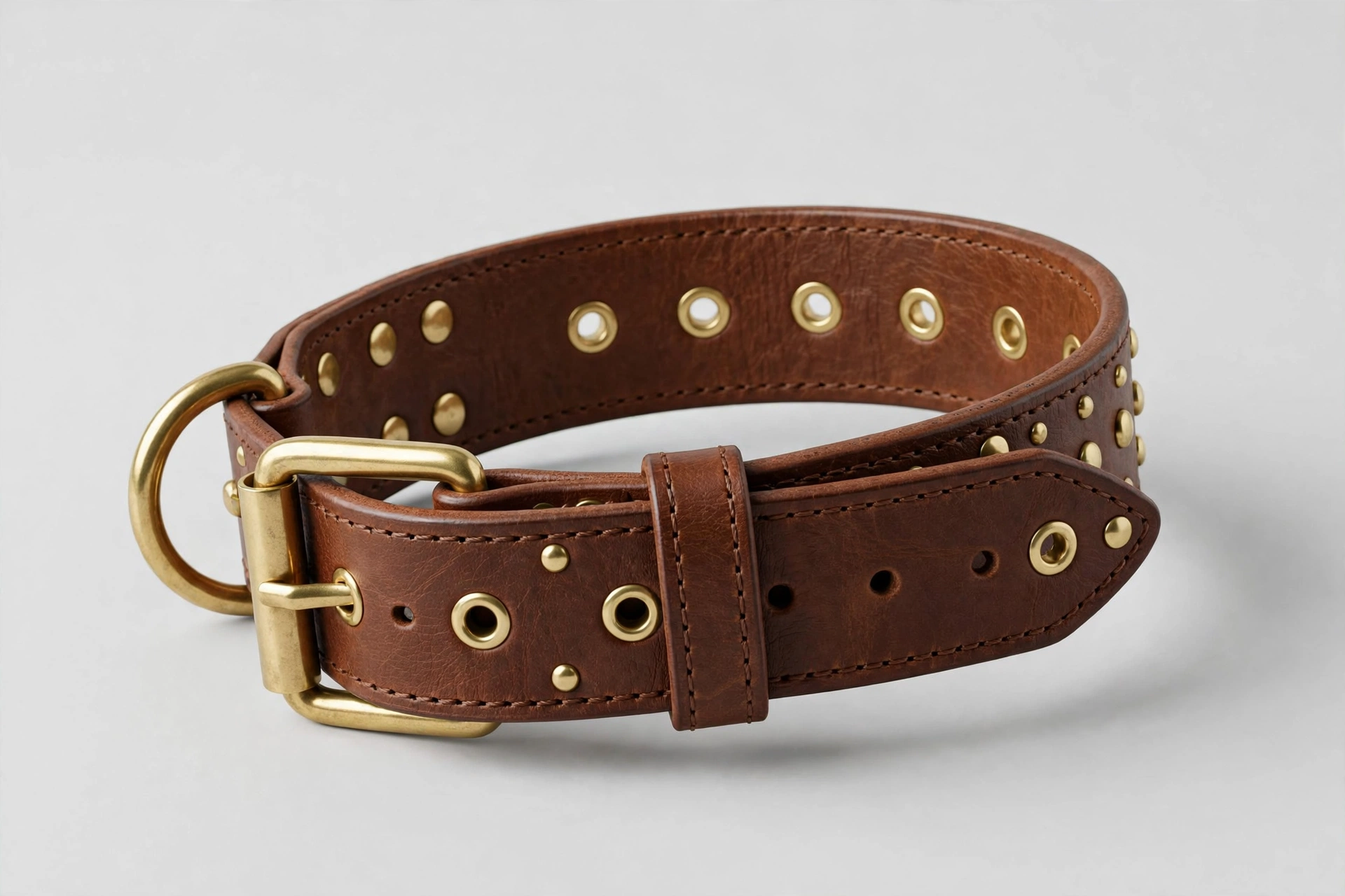 LOIIHEII wide 2-inch genuine leather dog collar