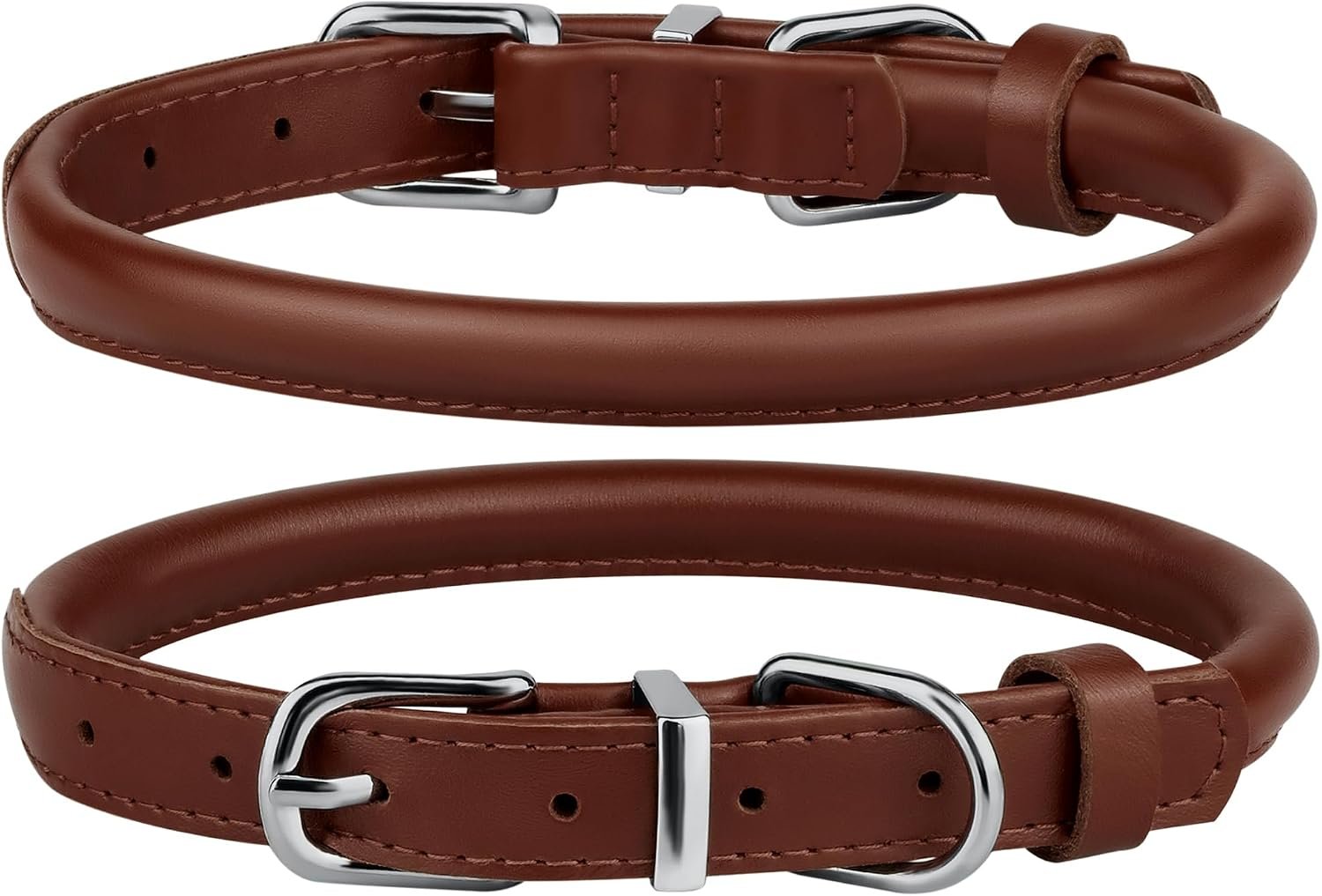 BRONZEDOG Rolled Leather Collar XL – Big Dog, Thick Cord