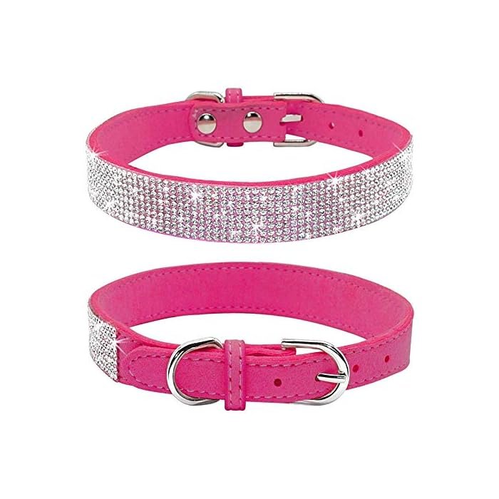 Haoyueer Rhinestone Dog Collar – Crystal Faux Leather Collar
