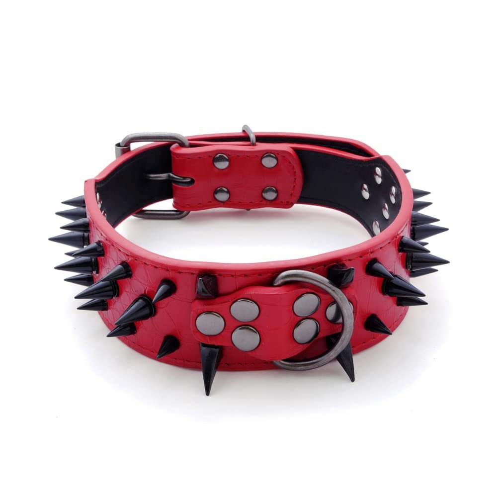 Haoyueer Spiked Leather Dog Collar – 2-Inch for Large Breeds