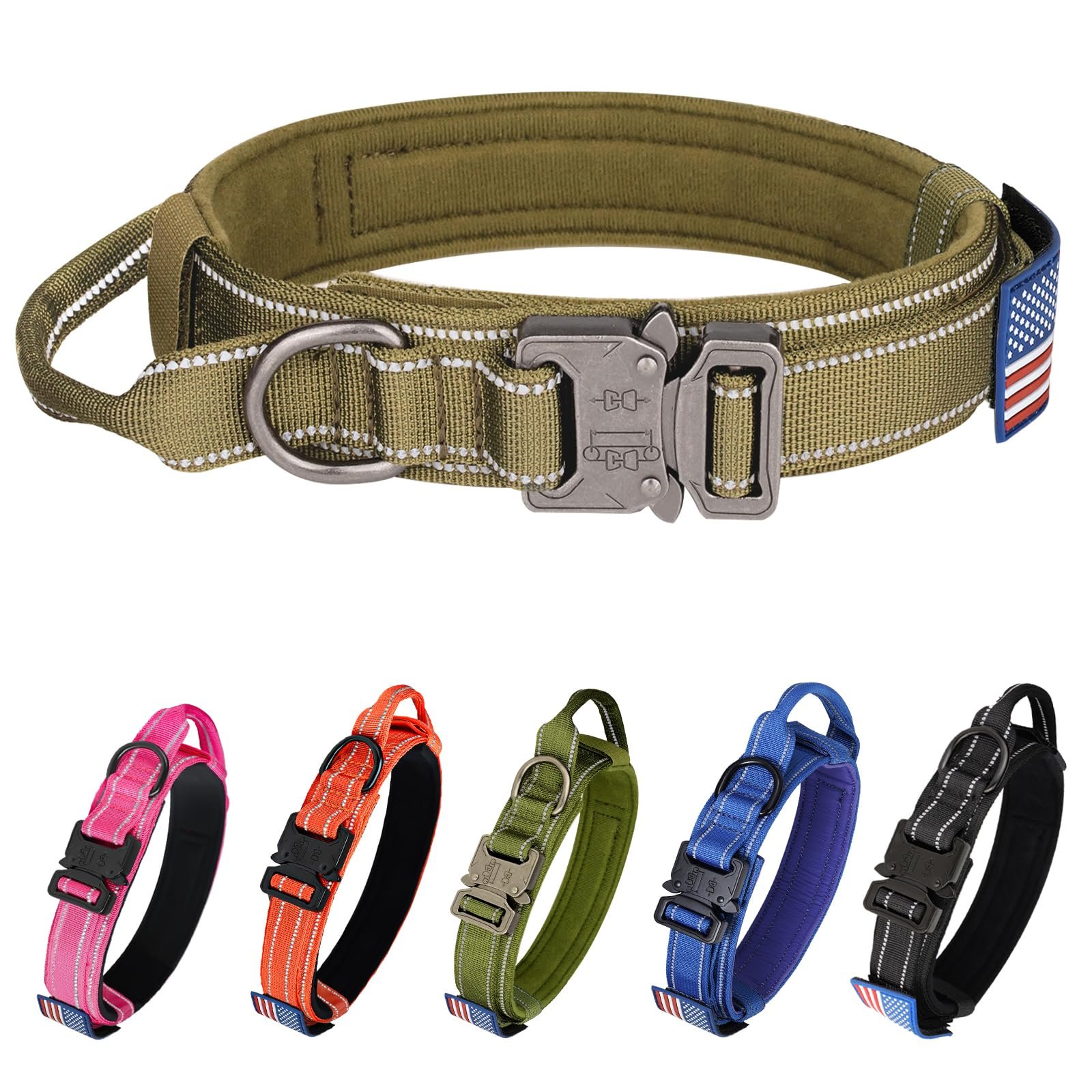 KCUCOP Tactical Dog Collar with Handle – Grab Control Grip