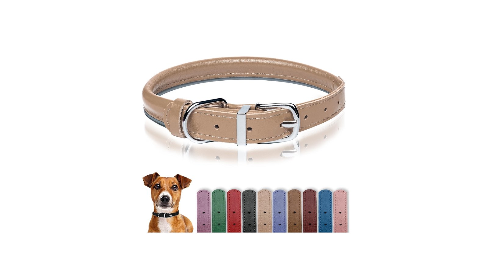 OOPSDOGGY Reflective Rolled Leather Collar – Night Safe