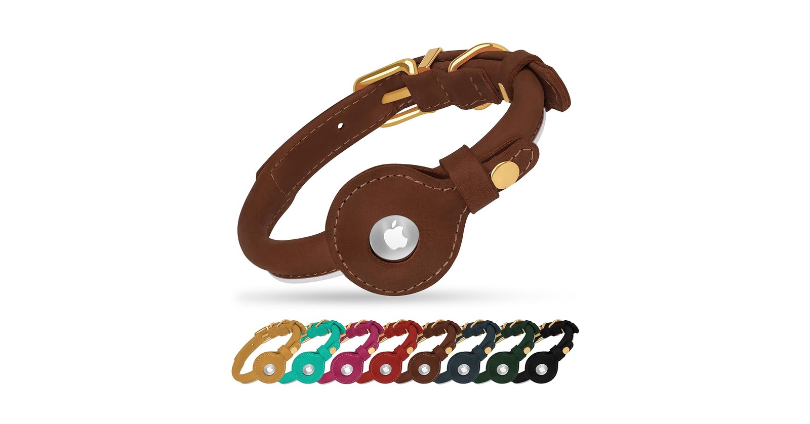 OOPSDOGGY Rolled Leather Dog Collar – AirTag Holder Built In