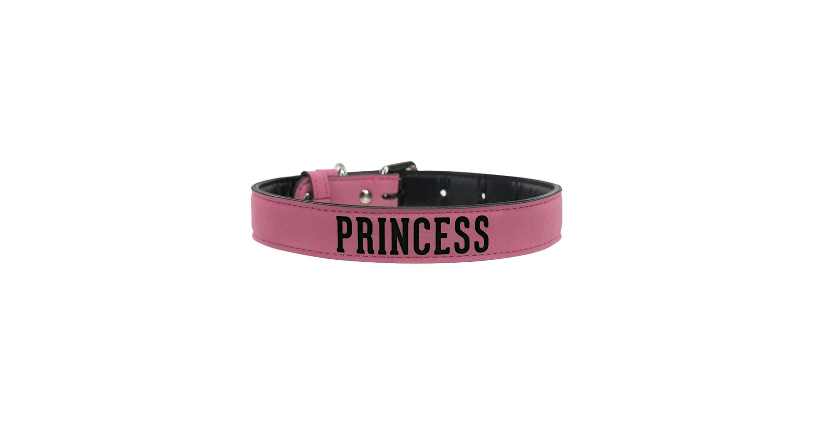 Pavilion Princess Dog Collar – Pink Faux Leather, Large/XL